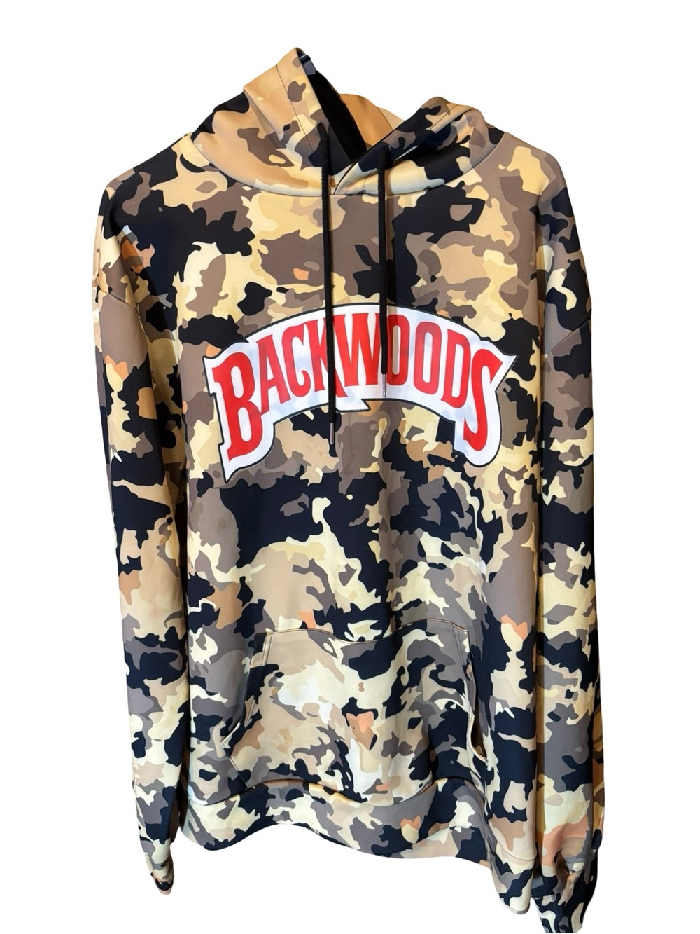 Backwoods Men's Crewneck Hoodie in Tan/Black Camo